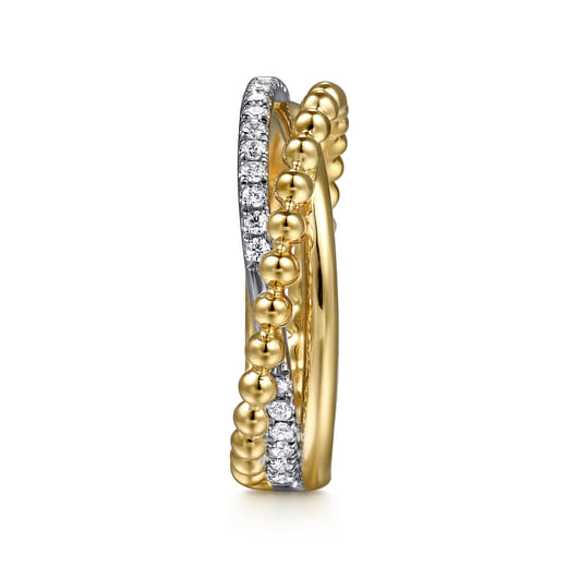 Gabriel & Co. 14K White Yellow Gold Bujukan Diamond Criss Cross Ring LR52775M45JJ