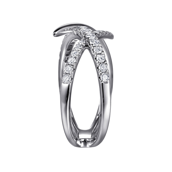Gabriel & Co. 14K White Gold Graduating Diamond Spike Criss Cross Ring — side detail — LR52790W45JJ