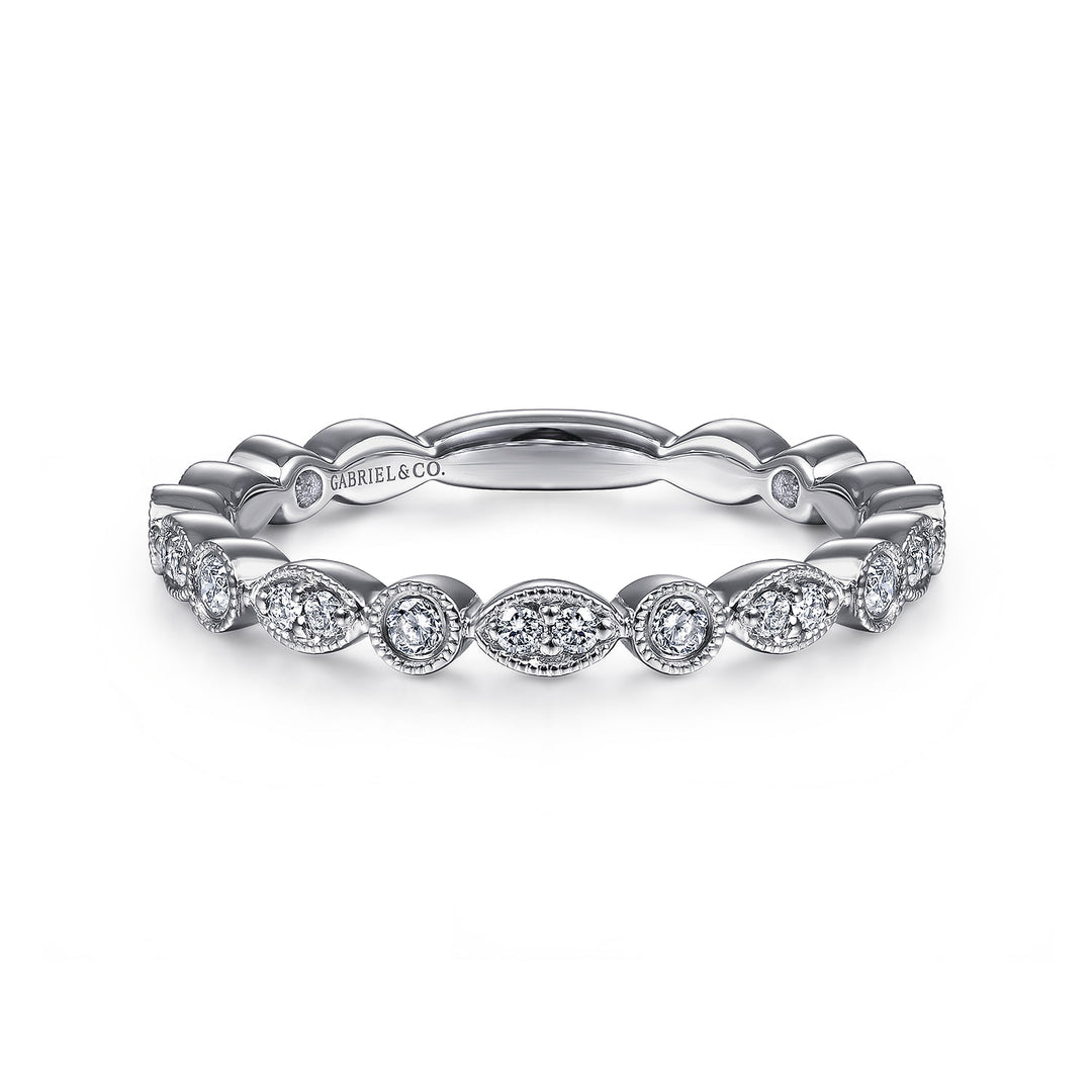 Gabriel & Co. 14K White Gold Diamond Stackable Ring — front view — LR5701W45JJ