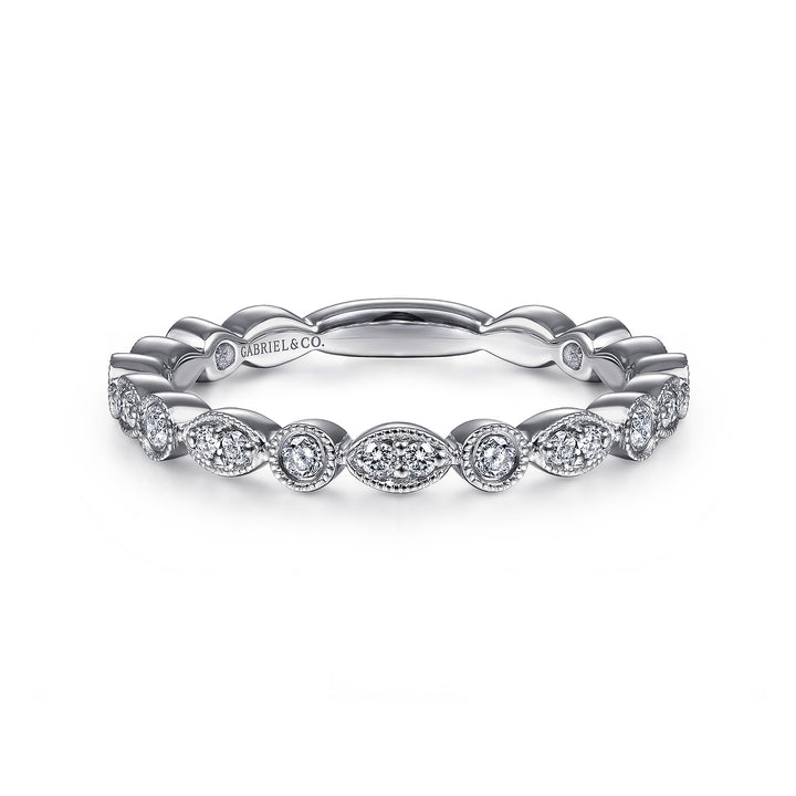 Gabriel & Co. 14K White Gold Diamond Stackable Ring — front view — LR5701W45JJ