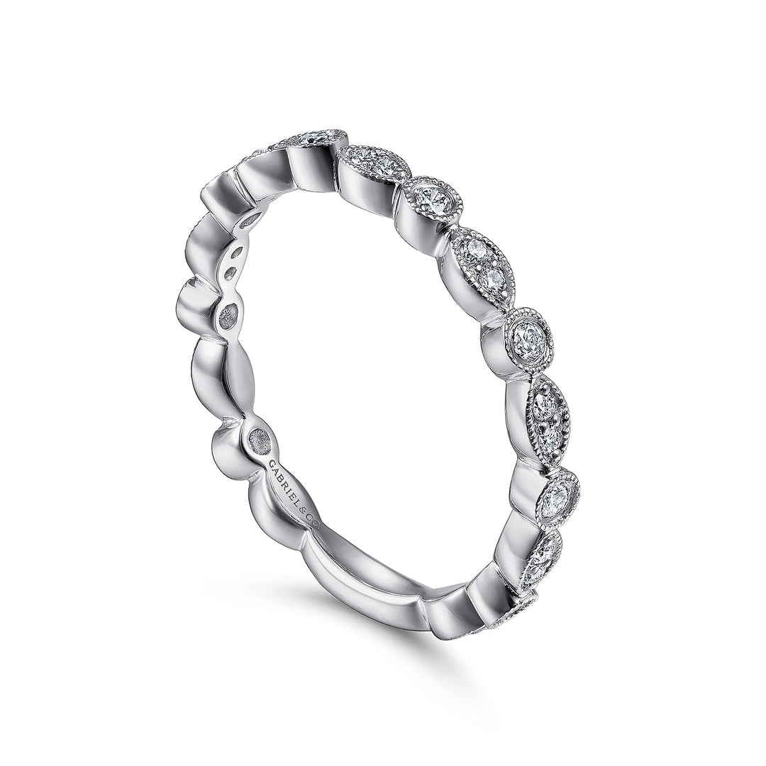 Gabriel & Co. 14K White Gold Diamond Stackable Ring — angled view — LR5701W45JJ