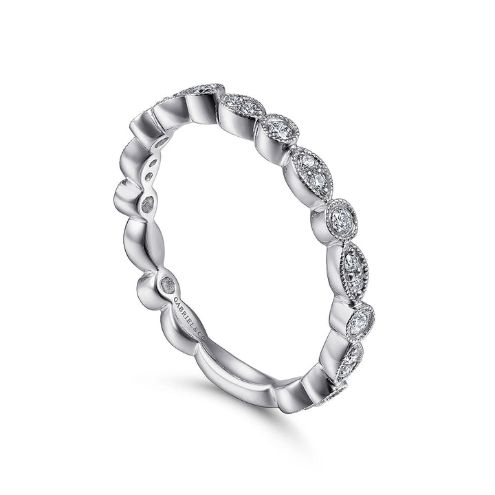 Gabriel & Co. 14K White Gold Diamond Stackable Ring — angled view — LR5701W45JJ