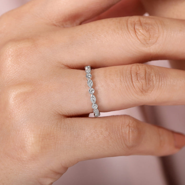 Gabriel & Co. 14K White Gold Diamond Stackable Ring — shown on a model; other jewellery sold separately — LR5701W45JJ