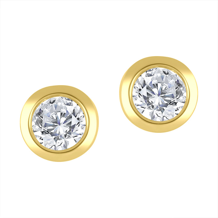 0.30 TCW Lab Diamond Bezel-Set Stud Earrings in 10K Yellow Gold