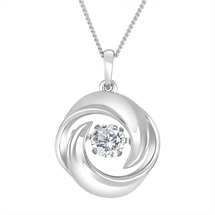 0.30 Carat Dancing Lab Diamond Swirl Necklace in 10K White Gold