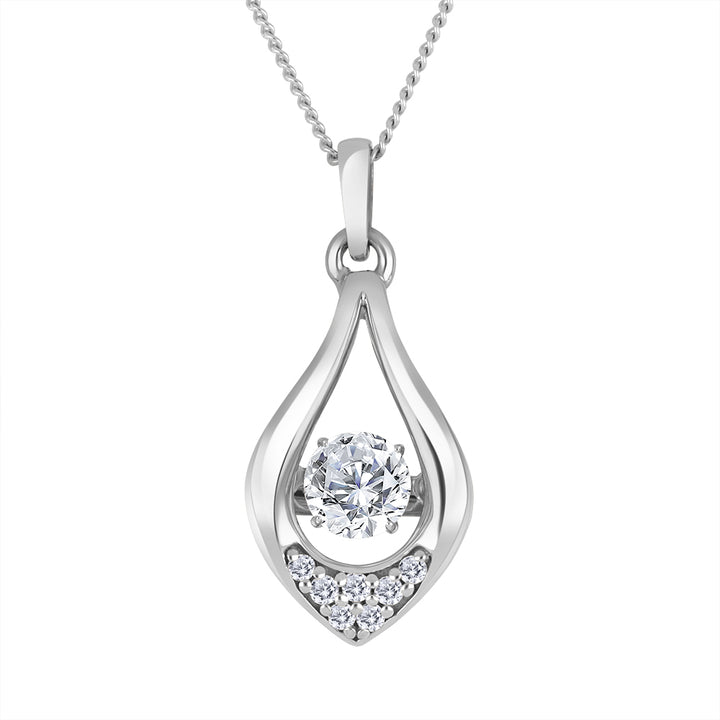 0.30 TCW Dancing Lab Diamond Drop Necklace in 10K White Gold