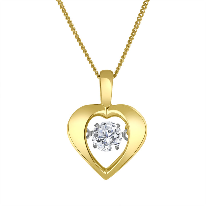 0.25 Carat Dancing Lab Diamond Heart Necklace in 10K Yellow Gold
