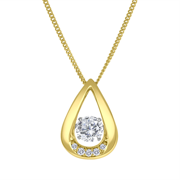 0.30 TCW Dancing Lab Diamond Teardrop Necklace in 10K Yellow Gold