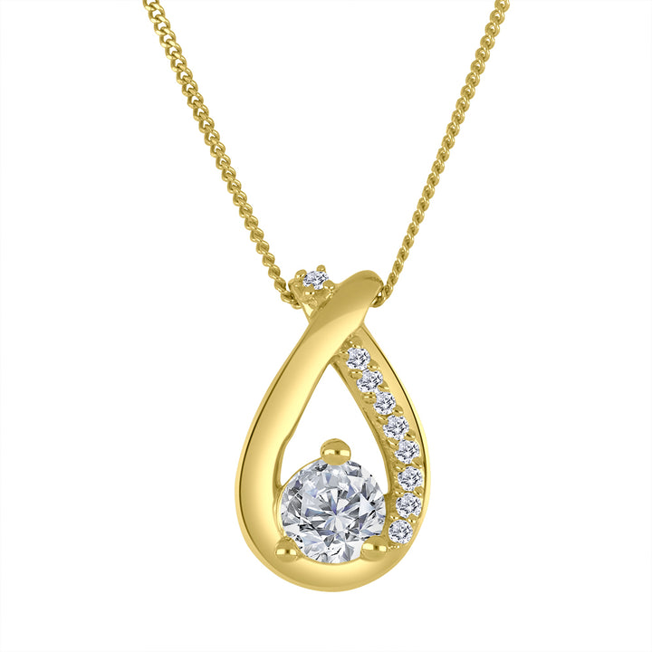 0.35 TCW Lab Diamond Twirl Necklace in 10K Yellow Gold