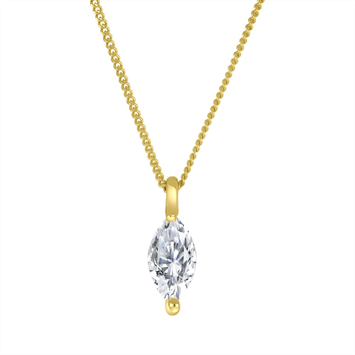 0.30 Carat Marquise-Cut Lab Diamond Necklace in 10K Yellow Gold