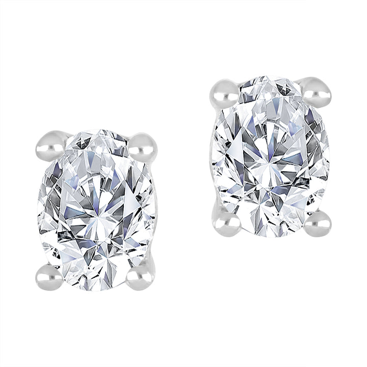 0.40 TCW Oval-Cut Lab Diamond Stud Earrings in 10K White Gold