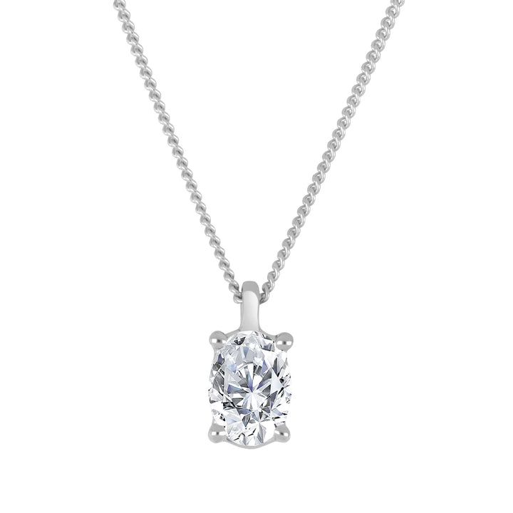 0.30 Carat Oval-Cut Lab Diamond Necklace in 10K White Gold