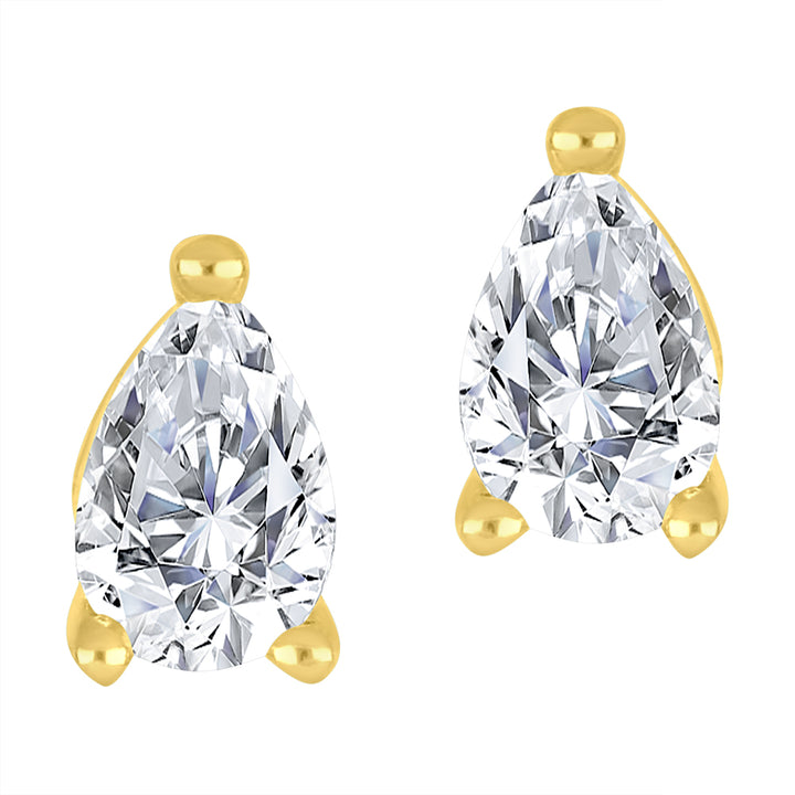 0.40 TCW Pear-Cut Lab Diamond Stud Earrings in 10K Yellow Gold