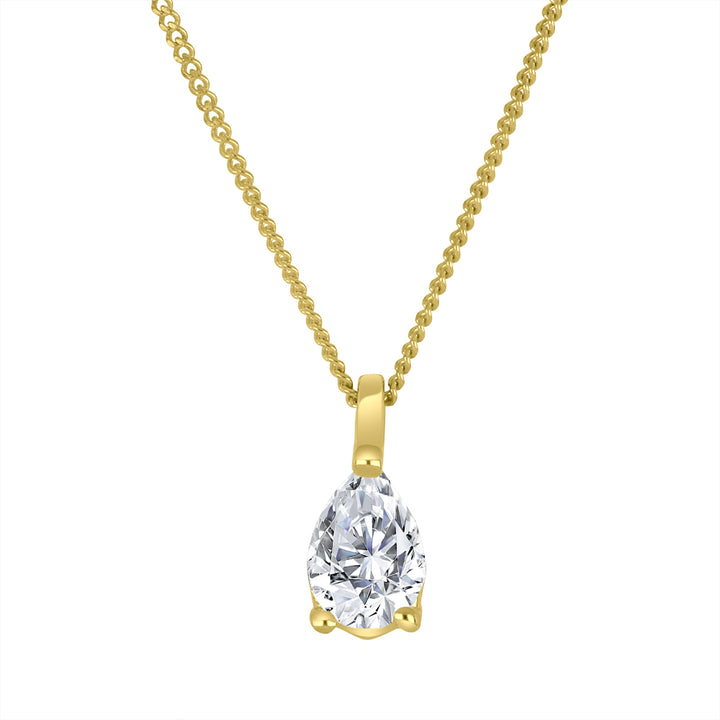 0.30 Carat Pear-Cut Lab Diamond Necklace in 10K Yellow Gold