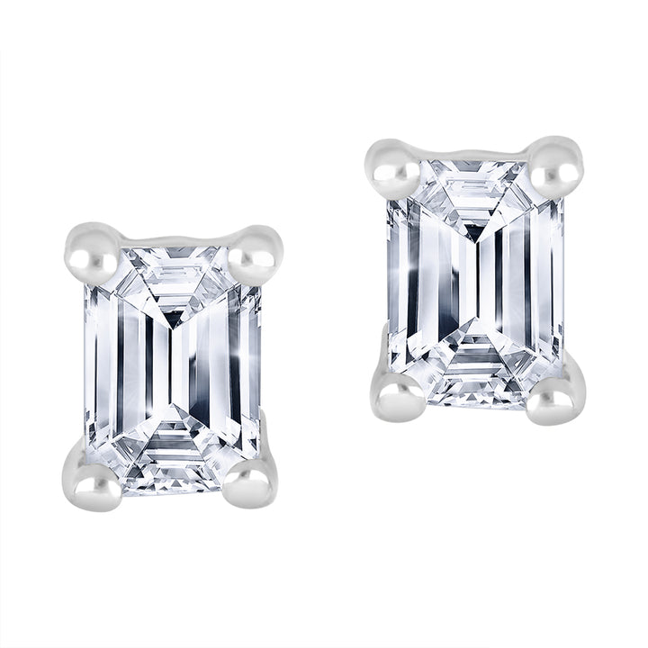 0.40 TCW Emerald-Cut Lab Diamond Stud Earrings in 10K White Gold