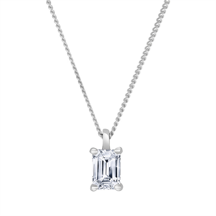 0.30 Carat Emerald-Cut Lab Diamond Necklace in 10K White Gold