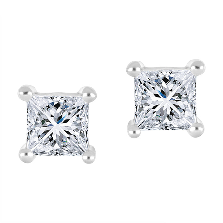 0.40 Carat Princess-Cut Lab Diamond Stud Earrings in 10K White Gold