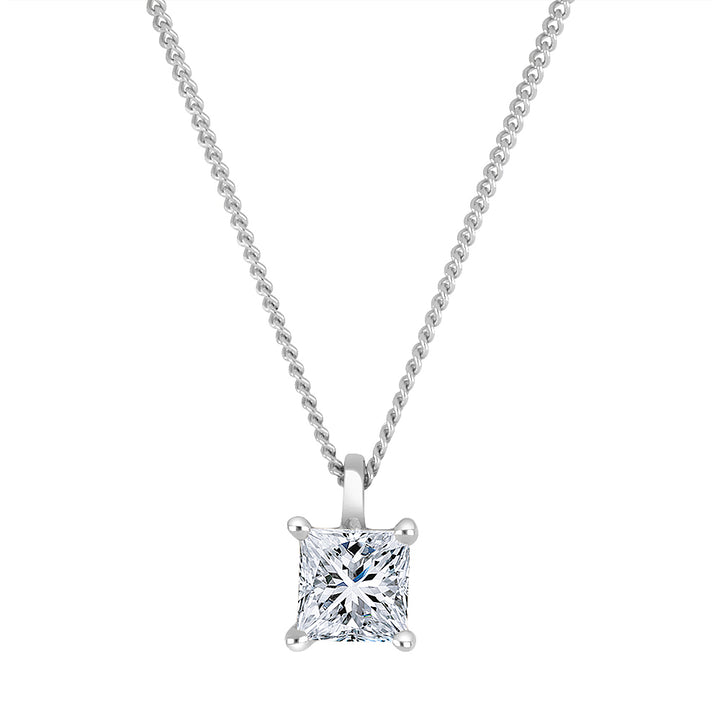 0.30 Carat Princess-Cut Lab Diamond Necklace in 10K White Gold