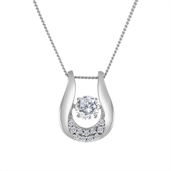 0.30 TCW Dancing Lab Diamond Horseshoe Necklace in 10K White Gold