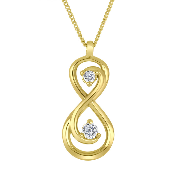 0.20 TCW Lab Diamond Infinity Necklace in 10K Yellow Gold
