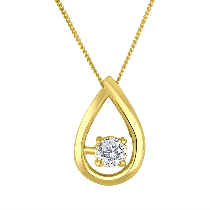 0.20 Carat Lab Diamond Droplet Necklace in 10K Yellow Gold