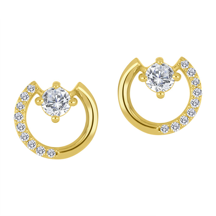 0.40 TCW Lab Diamond Crescent Earrings in 10K Yellow Gold