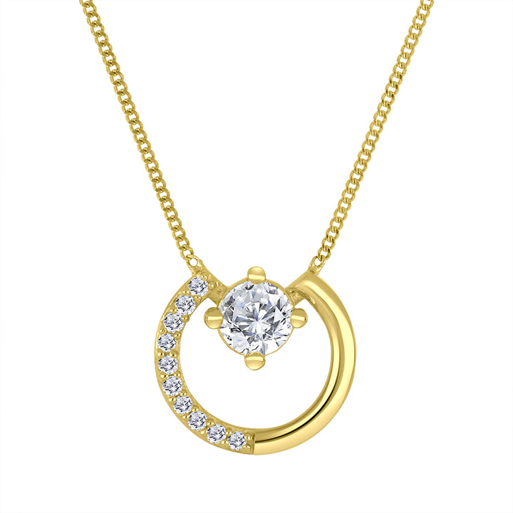 0.30 TCW Lab Diamond Crescent Necklace in 10K Yellow Gold