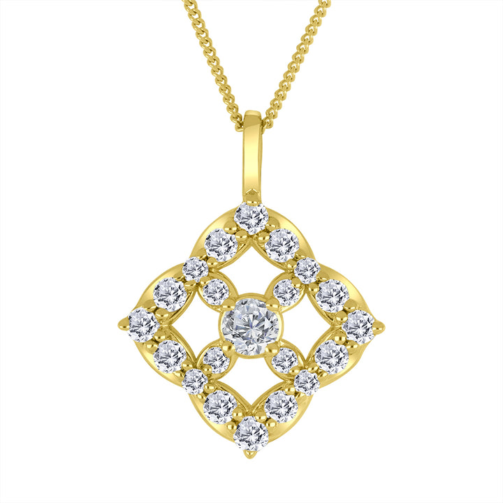 0.55 TCW Lab Diamond Lattice Necklace in 10K Yellow Gold