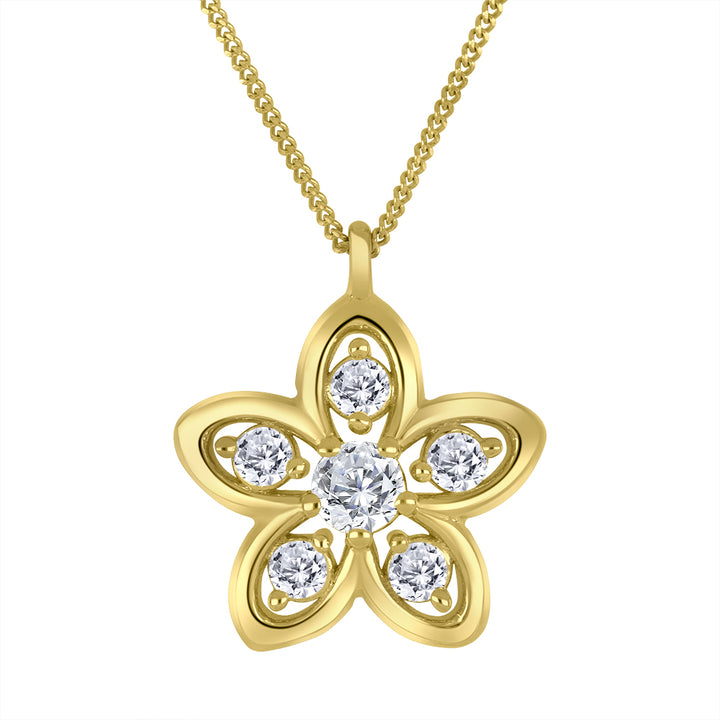 0.29 TCW Lab Diamond Floral Necklace in 10K Yellow Gold