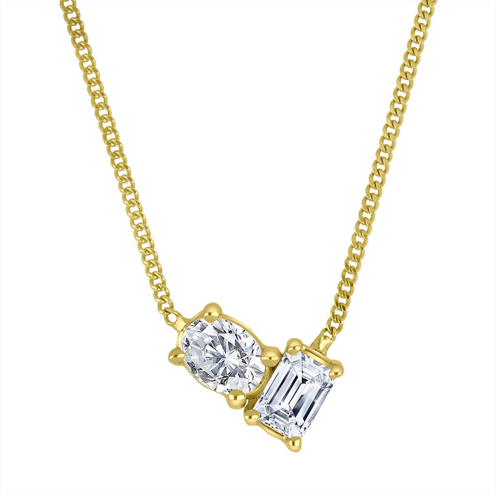 0.30 Carat Lab Diamond Toi et Moi Necklace in 10K Yellow Gold