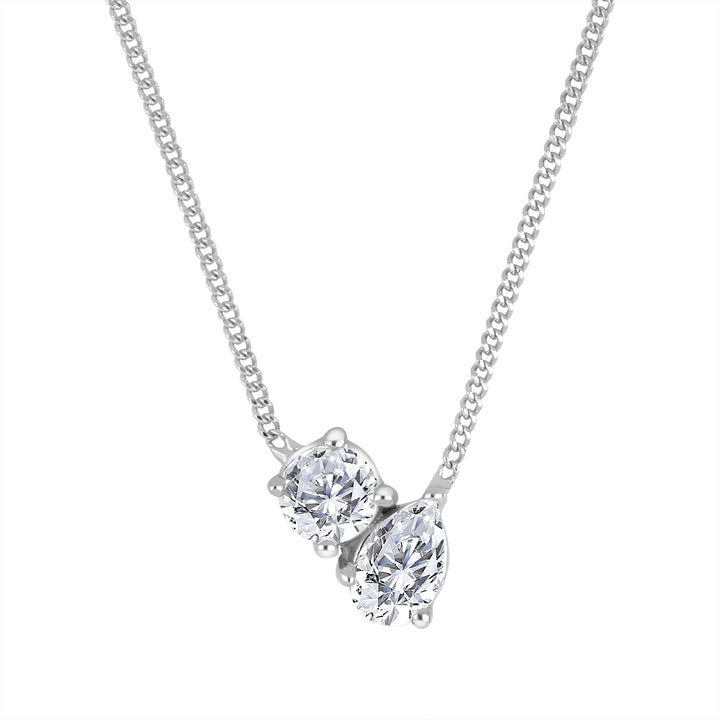 0.30 TCW Lab Diamond Toi et Moi Necklace in 10K White Gold