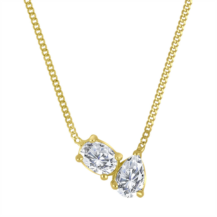 0.30 Carat Lab Diamond Toi et Moi Necklace in 10K Yellow Gold