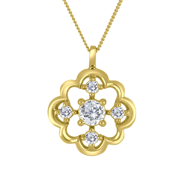 0.39 TCW Lab Diamond Lacework Necklace in 10K Yellow Gold