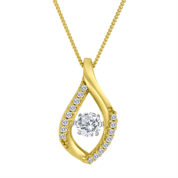 0.30 TCW Dancing Lab Diamond Flame Necklace in 10K Yellow Gold