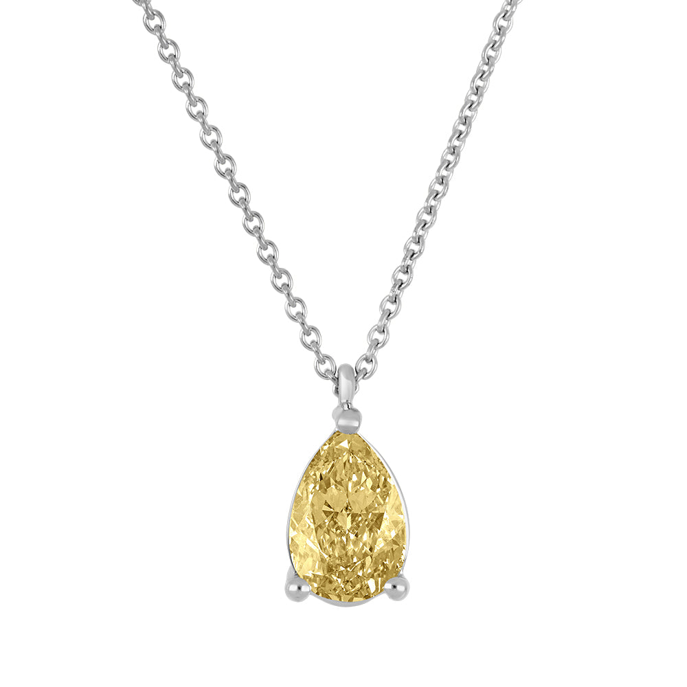 Yellow lab-grown diamond necklace in 10K white gold – LYG300P/80