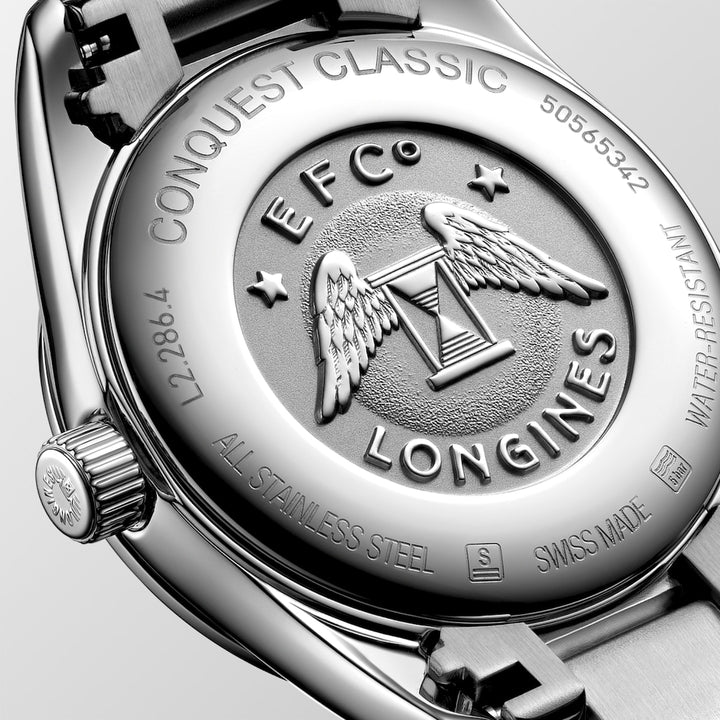 Longines Conquest Classic 29 mm L2.286.4.72.6 case back detail