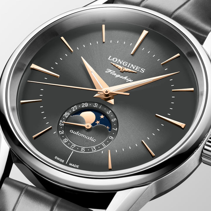 Longines Flagship Heritage Moonphase 38.5 mm L4.815.4.52.2 dial detail
