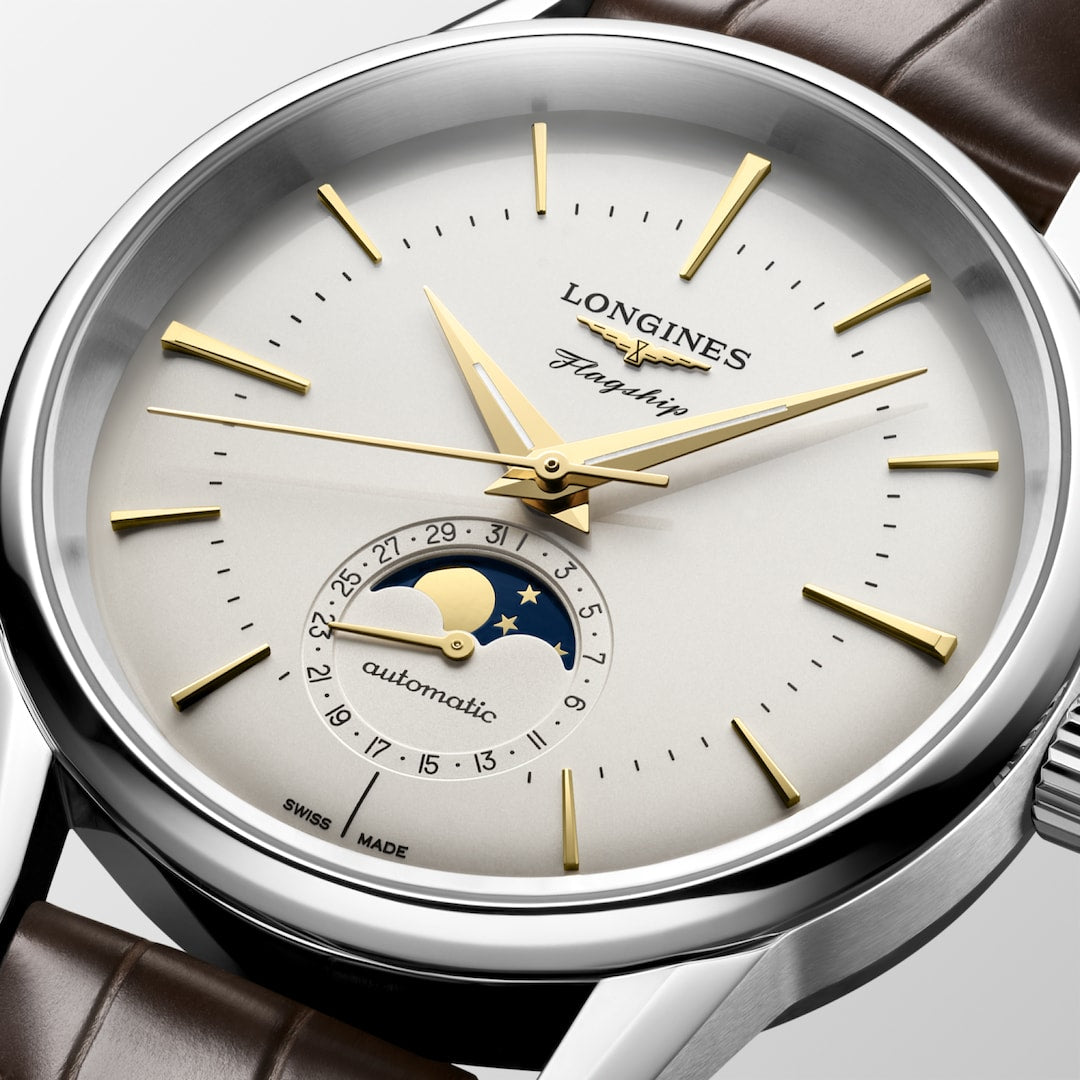 Longines Flagship Heritage Moonphase 38.5 mm L4.815.4.78.2 dial detail