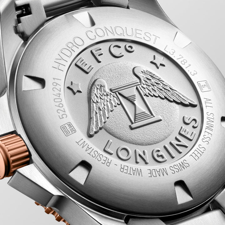 Longines HydroConquest 41 mm L3.781.3.58.7 Solid Case Back Detail