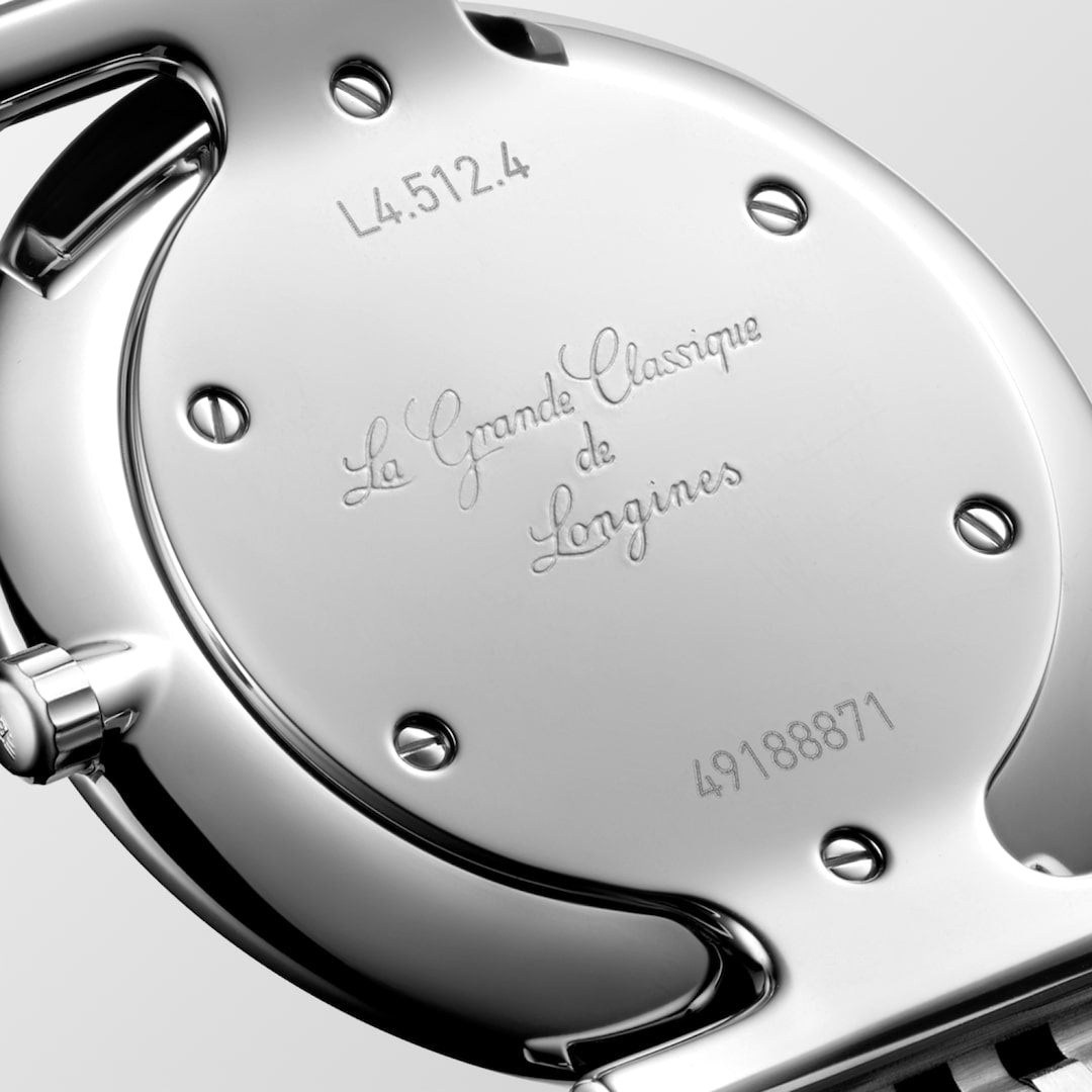 Longines La Grande Classique 29 mm  L4.512.4.11.6 solid case back detail