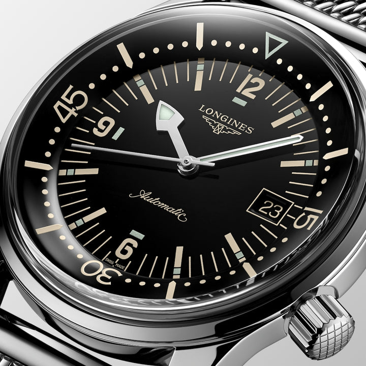Longines Legend Diver Heritage 42 mm L3.774.4.50.6 dial detail