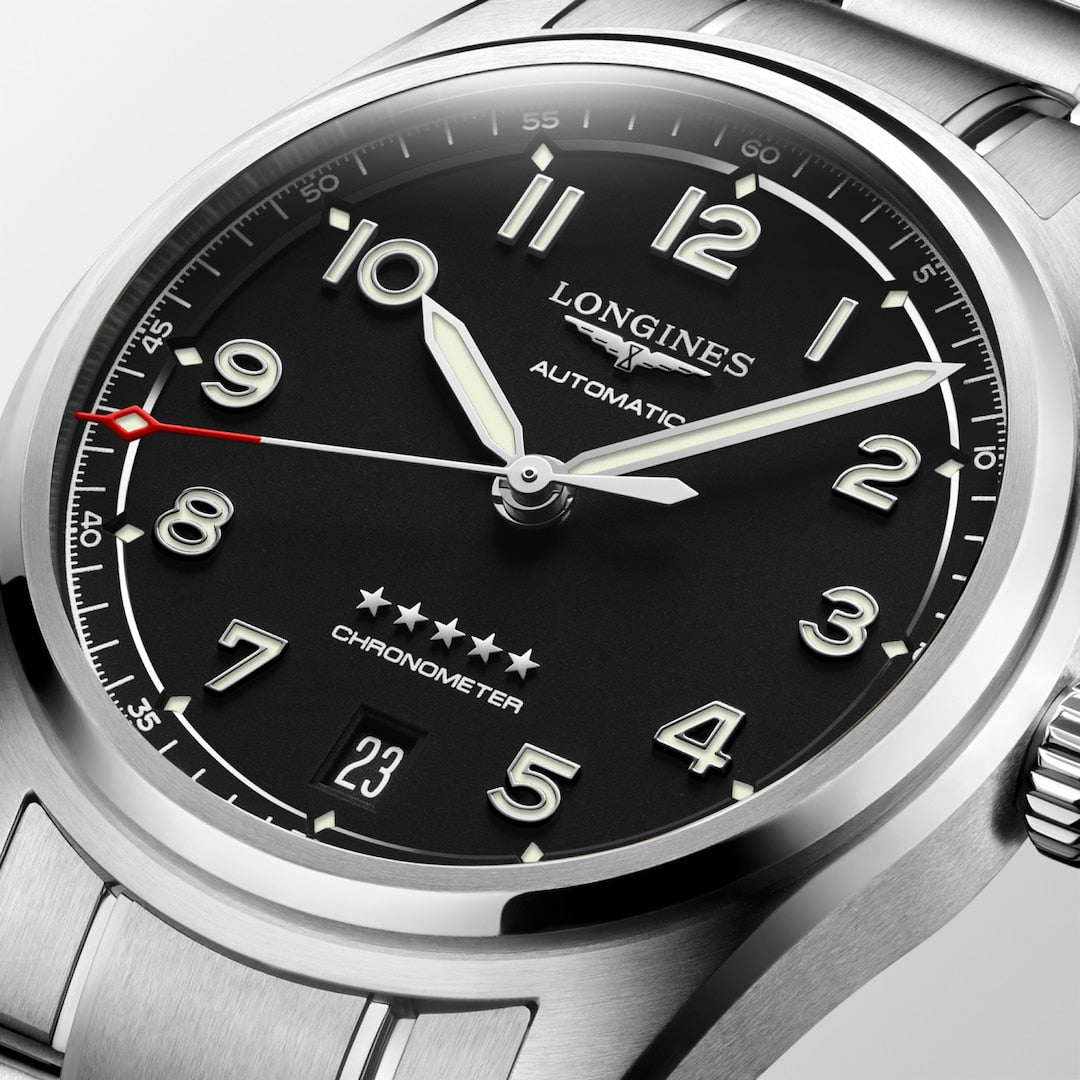 Longines Spirit 37 mm Automatic L3.410.4.53.6 dial detail