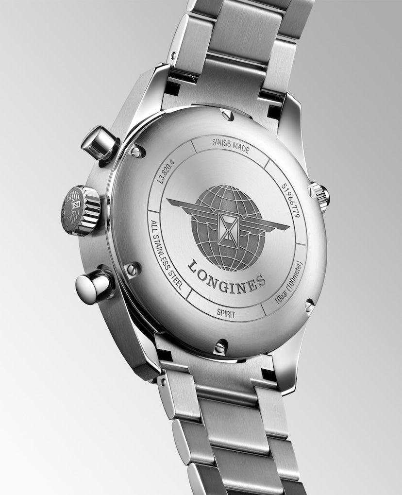 Longines Spirit Chronograph 42 mm L3.820.4.93.6 olid case back detail