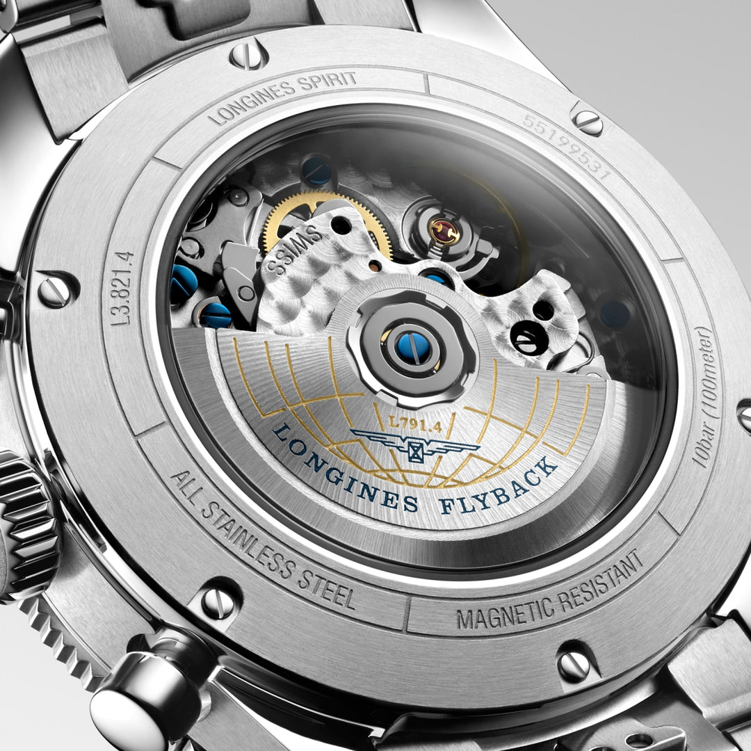 Longines Spirit Flyback 42 mm L3.821.4.53.6 open case back