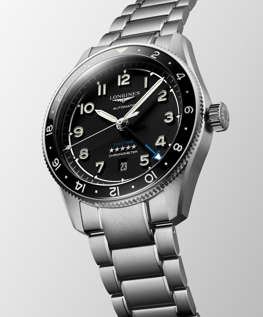 Longines Spirit Zulu Time 42 mm L3.812.4.53.6 dial detail 2