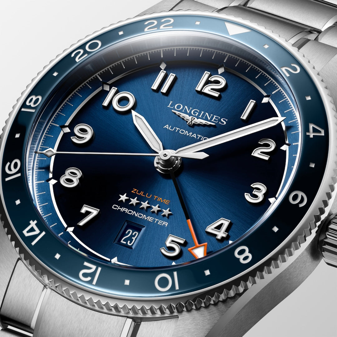 Longines Spirit Zulu Time 42 mm L3.812.4.93.6 dial detail
