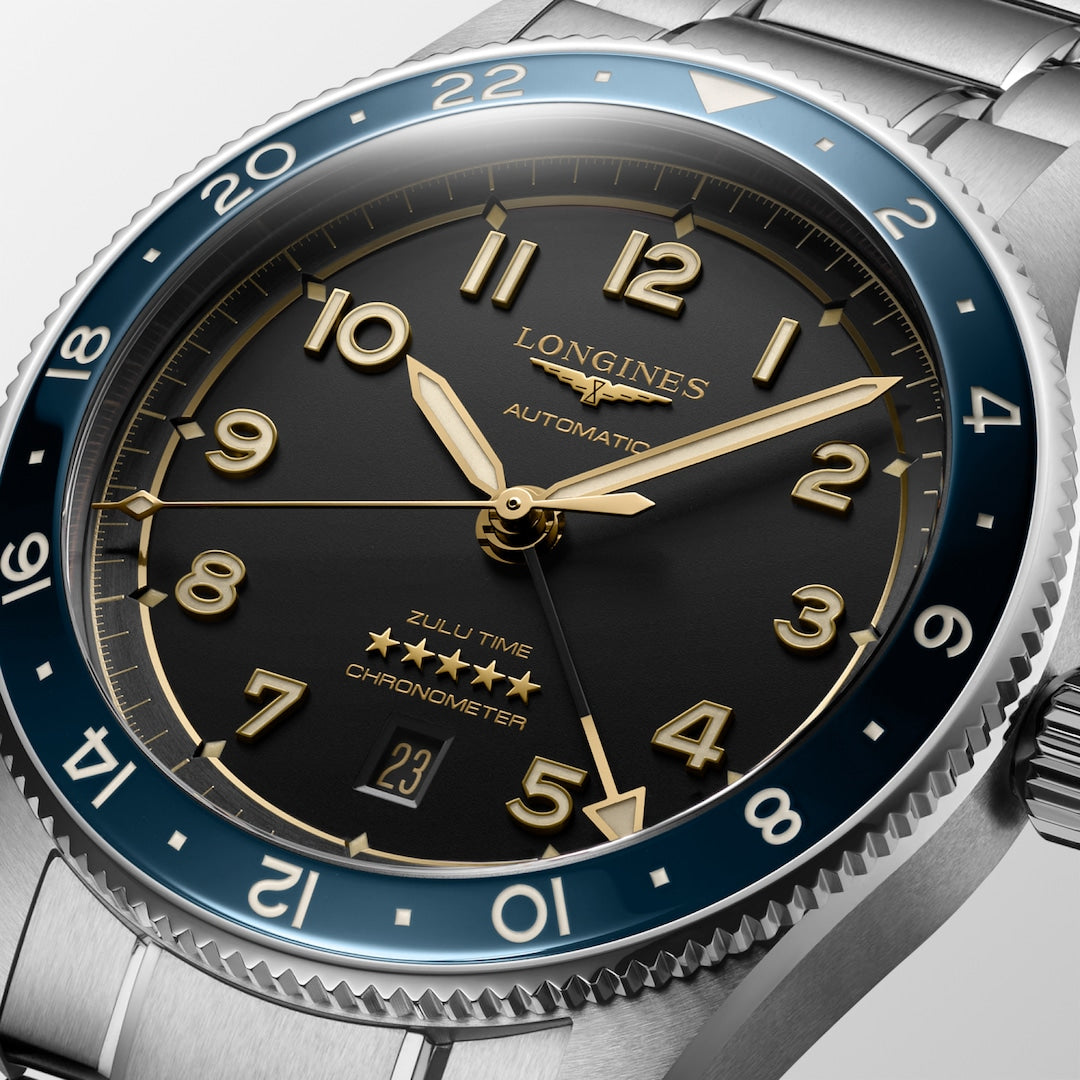 Longines Spirit Zulu Time GMT 42 mm L3.812.4.60.6 dial detail