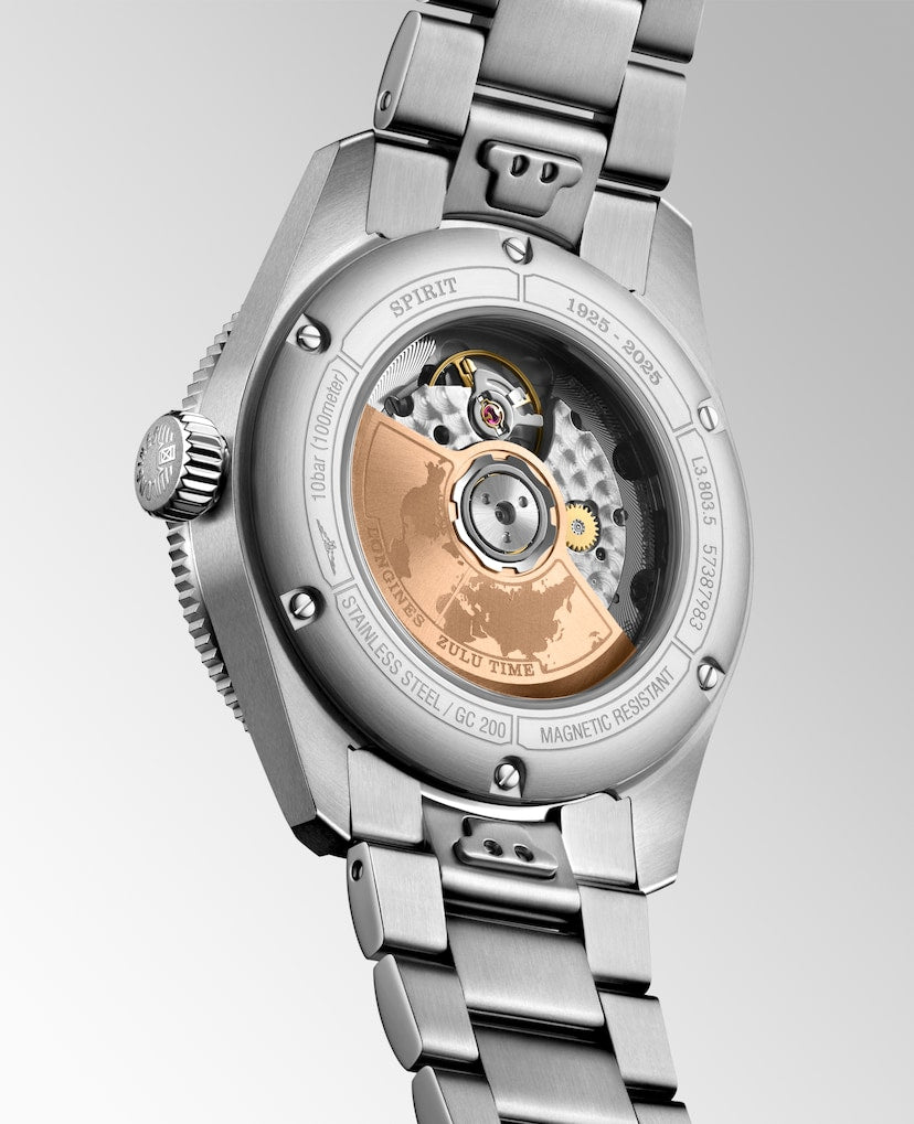 Longines Spirit Zulu Time GMT Time 1925 39 mm L3.803.5.53.6 open case back 2