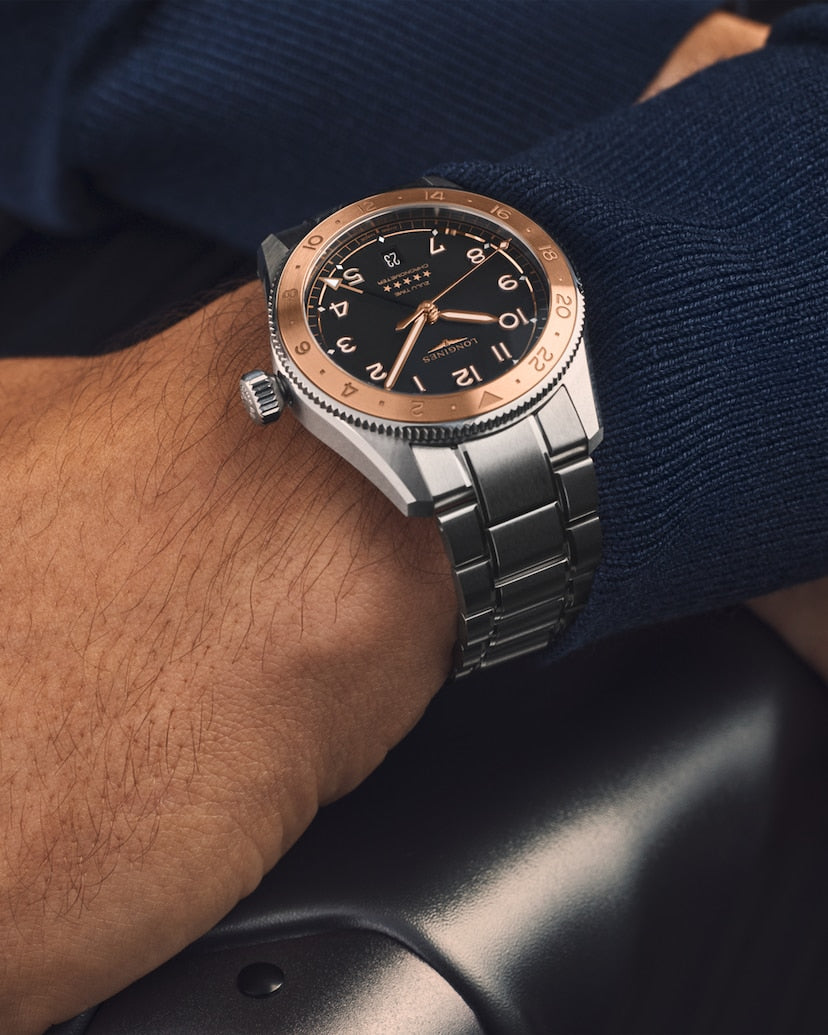 Longines Spirit Zulu Time GMT Time 1925 39 mm L3.803.5.53.6 wrist