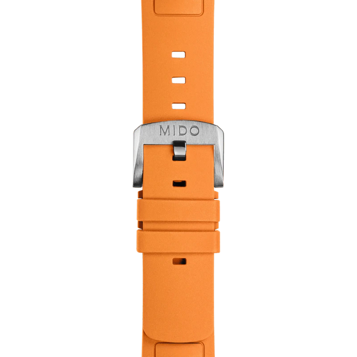 Mido Multifort TV Big Date Orange Rubber Strap 22mm M852.018.730